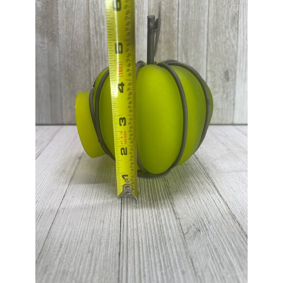 Vtg Glass Metal Green Pumpkin Tea Light Globe 6"H x 5.5"D India Halloween Decor - Picture 9 of 10